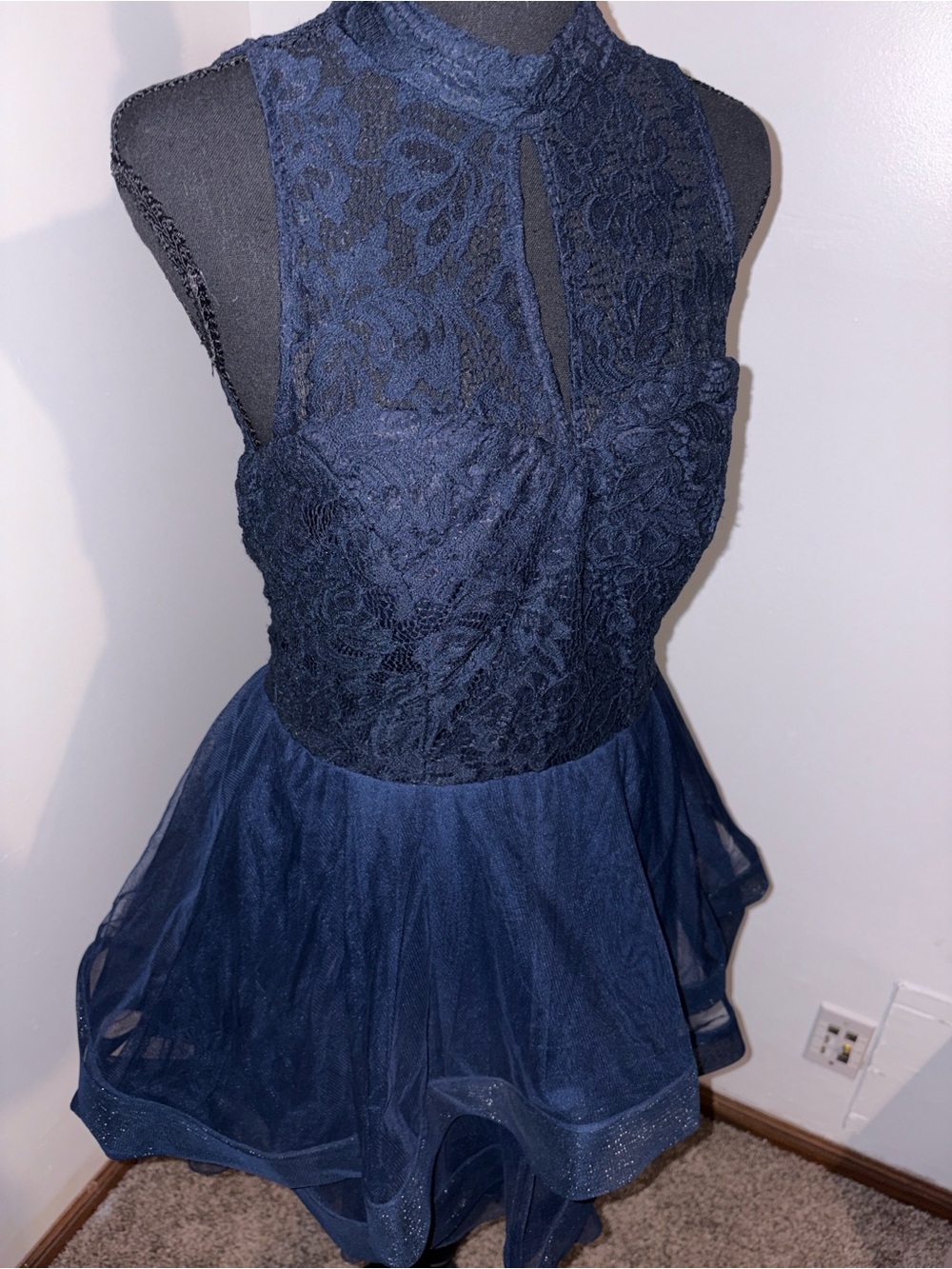 Speechless Navy Lace Tulle Junior Girls Party Dress - prom and formal line